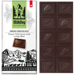 Milkboy® Swiss Chocolate Bar, Dark Chocolate with Crispy Mint 100ct/1.4oz