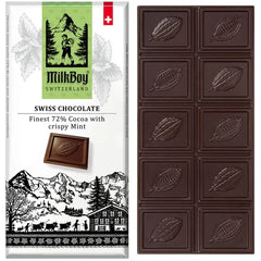 Milkboy® Swiss Chocolate Bar, Dark Chocolate with Crispy Mint 50ct/3oz