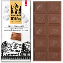 Milkboy® Swiss Chocolate Bar, Crunchy Caramel & Sea Salt 100ct/1.4oz