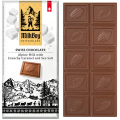 Milkboy® Swiss Chocolate Bar, Crunchy Caramel & Sea Salt 100ct/1.4oz